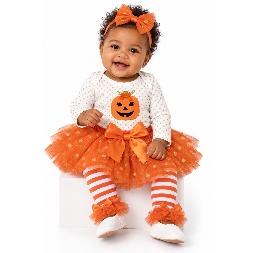 Baby Girl Halloween Tutu Dress Outfit 4-Piece Set Size 9 Months New With Tags